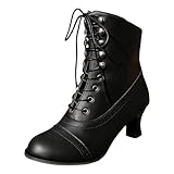 Damen Stiefel Vintage Viktorianische Stiefel Schnüren Gothic Renaissance Mittelalter Schuhe Mit...