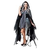 Boland 71008 - Düsterer Fransen-Umhang Vampiress, für Erwachsene, Cape mit Kapuze, Kostüm,...