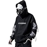 XYXIONGMAO Streetwear Techwear Hoodie Cyberpunk Tactical Herren Schwarz Urban Hip Hop Japanisches...