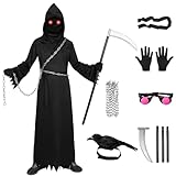 Formemory Sensenmann Halloween Kostüm Kinder Herren 8 Pcs Halloween Kostüm Kinder Jungen mit...