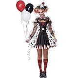 CGBF - Kostüm für Erwachsene, Damen, Horror-Clown, Harlekin, Halloween-Kostüm, Kleid, Set,...