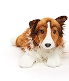 Uni-Toys - Langhaarcollie, liegend - Gesicht weiß-braun - 41 cm (Länge) - Plüsch-Hund, Collie,...