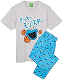 Cookie Monster Pyjamas Mens Sesam Street Muppet T-Shirt & Hosen PJS XXL