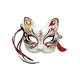 YangYong Kitsune Fuchs Maske für Weihnachtskostüm, Tier Cosplay Kabuki Half Face Cat Masks...