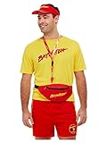 Smiffys Baywatch-Kit, Rot, mit Visier, Bauchtasche und Trillerpfeife