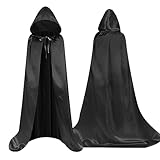 Aomig Schwarzer Umhang Vampir Umhang Jedi Mantel Mittelalter Umhang Kapuze Erwachsene Unisex Scream...