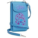 Disney Stitch Umhängetasche Mädchen, Handytasche zum Umhängen mit Kartenfächern & Schultergurt...