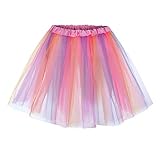 Regenbogen Tüllrock Damen 3 Lagen Ballettrock Minirock Prinzessin Tanzkleid Mädchen Tüll Tanz...