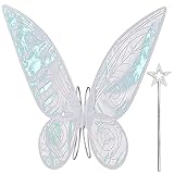 Feenflügel Kinder Schmetterlingsflügel Elfenflügel Damen, Weiße Feen Flügel Karneval mit...