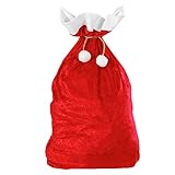 Widmann 1561X - Weihnachtsmann Sack, aus Samt, 60 x 100 cm, rot-weiß, Nikolaus, Beutel, Accessoire,...