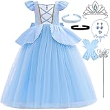 LiUiMiY Cinderella Kleid Mädchen Prinzessin Aschenputtel Kostüm Kinder Fasching Cosplay Geburtstag...