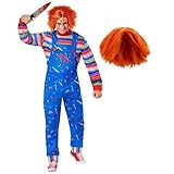 Morph Kostüm Herren, Halloween Kostüm Herren, Killer Puppe Kostüm Herren, Mörder Puppe Kostüm,...