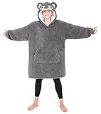 CityComfort Decke Hoodie Kinder Fleece Übergröße Kapuzenpullover Mädchen (Grauer Koala)