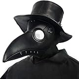 Creepy Party Pest Doktor Maske Schwarz Leder Lange Nase Vogelschnabel Steampunk Masken Kostüm...