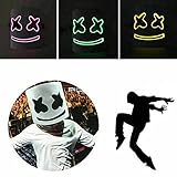 GOODS+GADGETS Leuchtende Marshmallow Voll-Maske aus Latex mit LED Beleuchtung; DJ Gesichtsmaske mit...