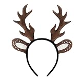 QIGHLIS Rentier Haarreifen, Geweih Haarreif Erwachsene Kinder, Reh Stirnband mit Ohren, Rentier...