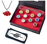 11 Stück Anime Ringe,Akatsuki Ringe Set,Naruto Ringe mit Naruto Stirnband,Cosplay Schmuck...