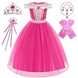 WIOLETA Dornröschen verkleiden sich für Mädchen Aurora Kostüm Fancy Dress Up mit Zubehör...