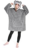 CityComfort Übergröße Kapuzenpullover Decke mit Ärmeln Blanket Hoodie Decke Oversized (Grauer...