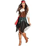 Boland - Erwachsenenkostüm Piratin Storm, Bluse, Korsage, Rock, Bandana, Captain, Redhaed, Sparrow,...