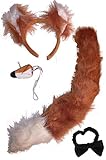 Faschingskostüm Damen Fuchs-Set (Schwanz, Haarreif, Nase, Fliege) (rot-braun)