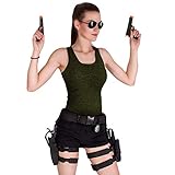 Black Snake® Damen Lara Croft Kostüm | Gürtel, rechtes + linkes Beinholster - Schwarz - OneSize