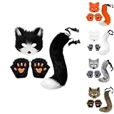 Fuchs Kostüm Cosplay Kostüm Halloween Kostüm mit Furry Schwanz, Maske und Handschuhe 3 Set...