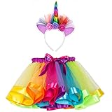 Hifot Einhorn Kostüm Prinzessin Set 2 Stück，Regenbogen Tutu Rock Mädchen Kostüm...