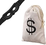 Panzerknacker Maske + Dollar Geldsack | Bandit | Zorro | Räuber | Dieb | Einbrecher | Bankräuber -...