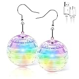 LED Ohrringe Disco Ball Ohrringe 7 RGB Licht Projektion Licht Ohrringe für Frauen Wiederaufladbare...