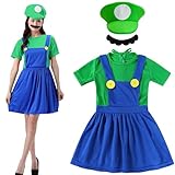 Shengruili Mario Kostüm Luigi Kostüm Set,Luigi Kostüm,Bros Cosplay Kostüm,Damen Herren Jungen...
