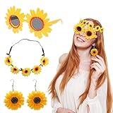 MONCAP 3pcs Sonnenblumen Kostüm Damen Sonnenblumen Stirnband Sonnenblumen Haarschmuck Haarreif...