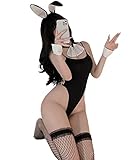 SNOMYRS Damen Bunny Girl Dessous Sexy Senpai Cosplay Anime Rollenkostüm Bodysuit Einteiler,...