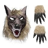 STOBOK 1 Satz Werwolf- Maskenhandschuhe Wolfskopfmaske Gruselige Tiermaske Erwachsene Cosplay...