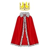TSHAOUN Erwachsene King Queen Kostümset 2-teiliges Set König Königin Umhang mit Krone Samtumhang...
