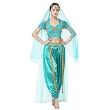 IMEKIS Damen Jasmin Kostüm Aladdin Prinzessin Cosplay Kleid Halloween Verkleiden Fancy Karneval...