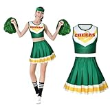 Aomig Cheerleader Kostüm Damen, Fancy Dress Uniform mit Pompons und Stirnband, High School...