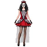 'MUJER DIA DE LOS MUERTOS' (dress, fingerless gloves, headpiece) - (XL)