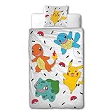 Bettwäsche Pokemon 135x200 + 80x80 · Pokémon Pikachu & Friends Game · 100% Baumwolle · 2 teilig...