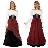 JONRRYIN Mittelalter Kostüm für Damen, Renaissance Viktorianisches Kleid, Mittelalter Kleidung...