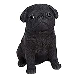 Vivid Arts Pet Pals schwarzer Mops-Welpe | Dekoration für Haus oder Garten aus Kunstharz |...
