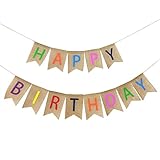 Happy Birthday Girlande, Geburtstag Leinenbanner, Geburtstagsdeko, Girlande geburtstag,...