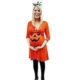 Ansenesna Halloween Kostüm Damen Kleid Kürbis Schwangere Frauen Kleidung (XXL, Orange)