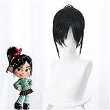 Vanellope Von Schweetz Cosplay Perücke Schwarzer Schachtelhalm Synthetisches Haar Wrack Es Ralph2...