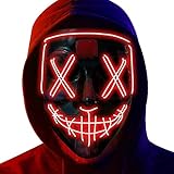 TEINNGO Halloween LED Maske, Purge Maske mit LED-Masken EL-Draht gruselige Maske für Maskerade...