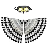 Proumhang Kinder Vogelflügel Kostüm für Alter von 3~8 Jahren,Vogeleule und Pfau Maske Eule...