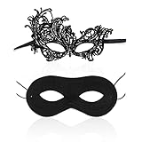 2er-Pack Paar-Abschlussball-Masken, 1 Phönix-Muster, 1 schwarzer, klassischer Stil sexy, elegante...