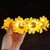 Edary LED-Sonnenblumen kronen-Stirnband leuchtendes Haarkranz-Stirnband Braut-Blumenfest-Kopfschmuck...