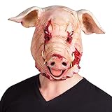 Boland 97519 Zombie Latex Kopfmaske Blutiges Schwein, Rosa/Rot, Taglia unica
