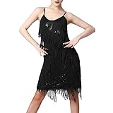 20er Jahre Kleid Frauen Damen Vintage Retro Flapper Gatsby Glitzer Pailletten Fransenkleid 1920er...